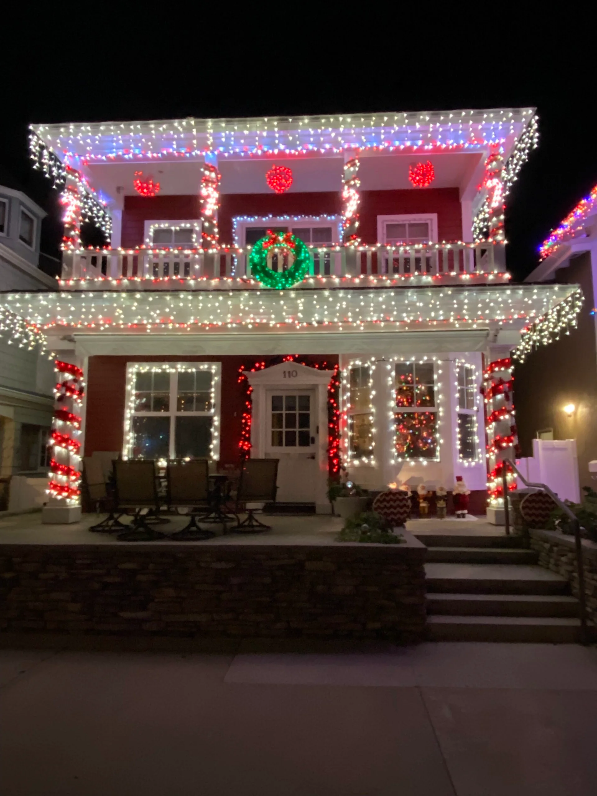Holiday lights on a Balboa Island home
