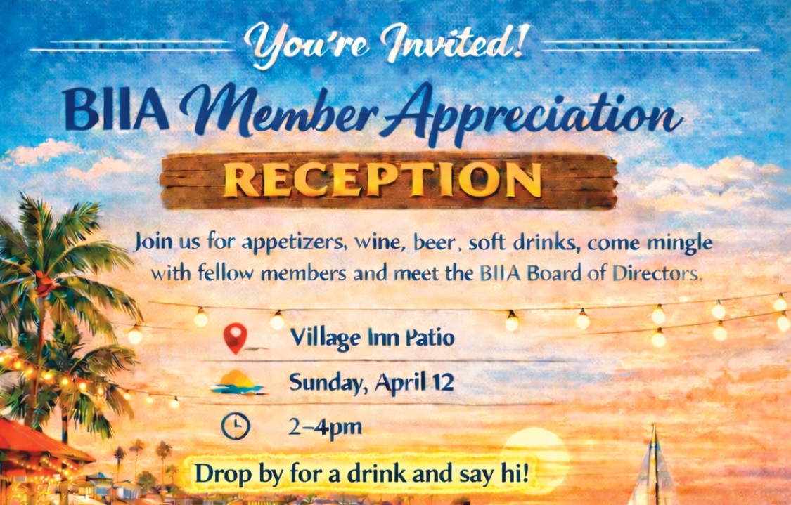 BIIA Membership Reception Sunday April 12th